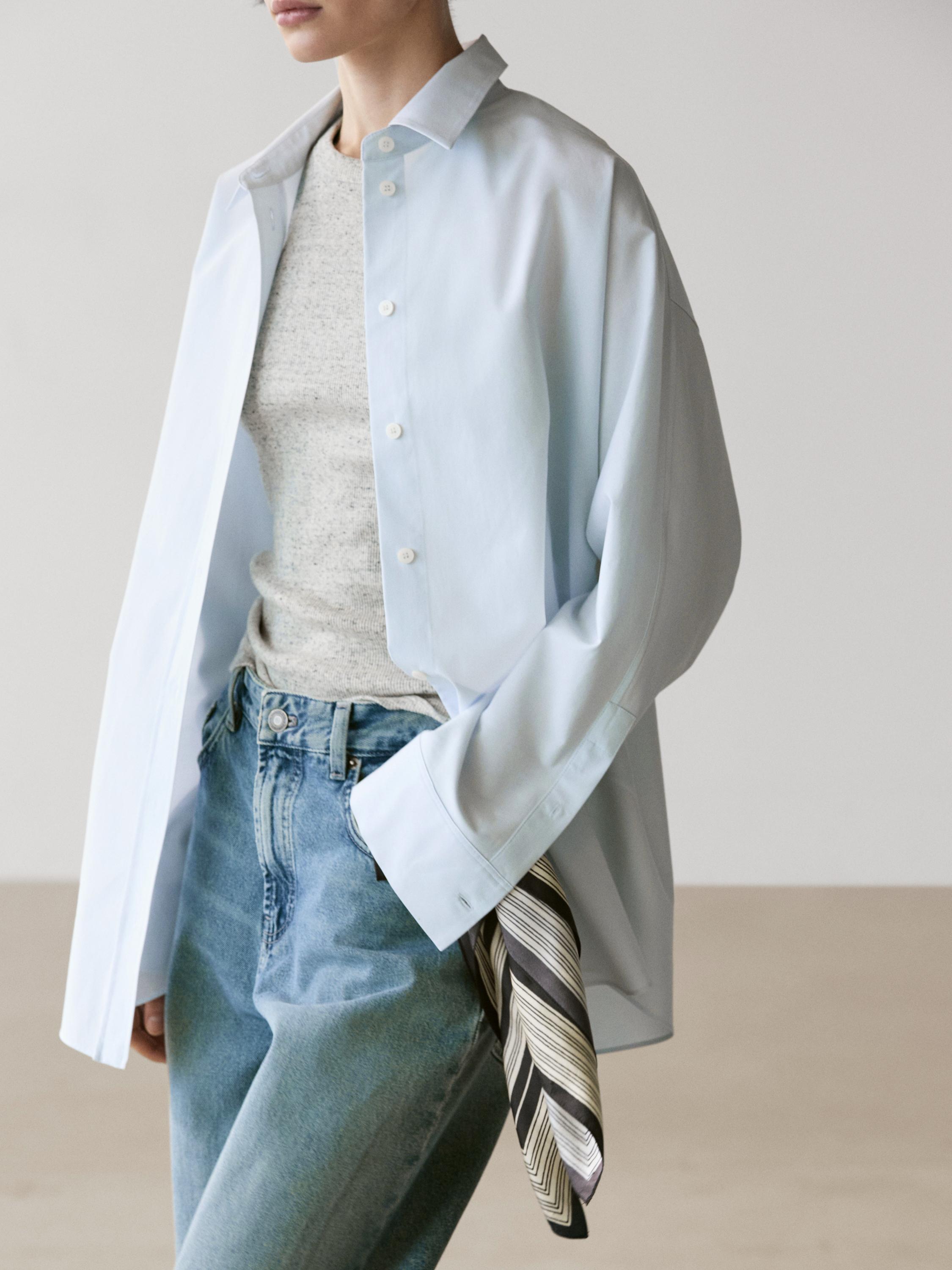 Poplin and cotton blend shirt